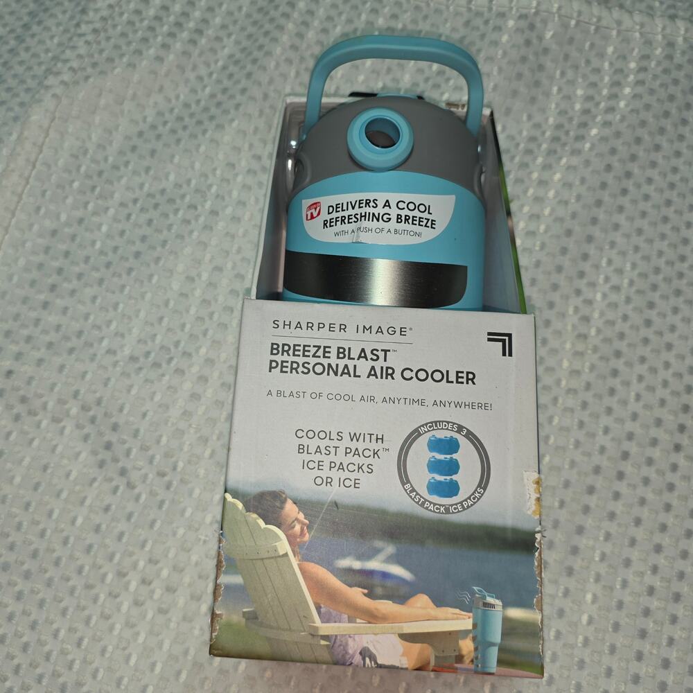 SHARPER IMAGE BREEZE BLAST PERSONAL AIR COOLER AQUA